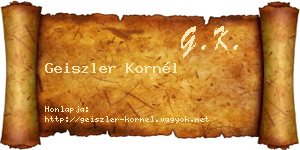 Geiszler Kornél névjegykártya